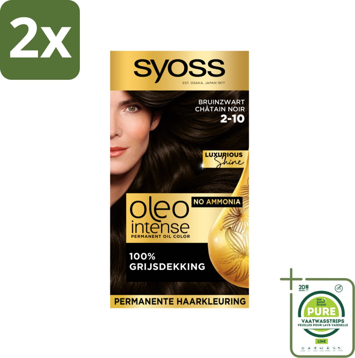 Syoss Oleo Intense - Haarverf - 2-10 - Bruinzwart - 115ml x 2