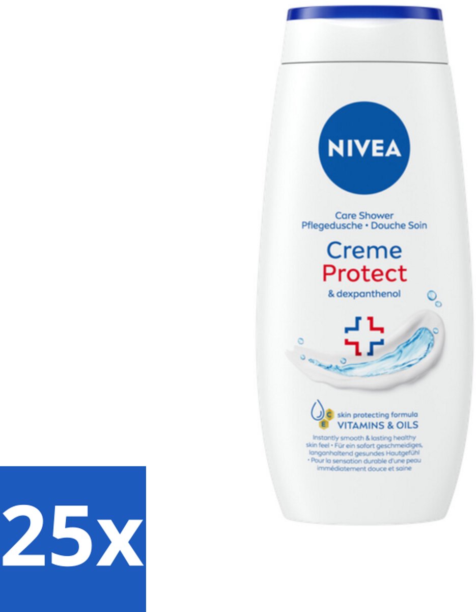 25 x NIVEA - Douchecrème - Beschermend - Langdurig Gezond Huidgevoel - 250 ml - Douchecrème - Huidbescherming - Hydratatie - Vitamine C - Vitamine E