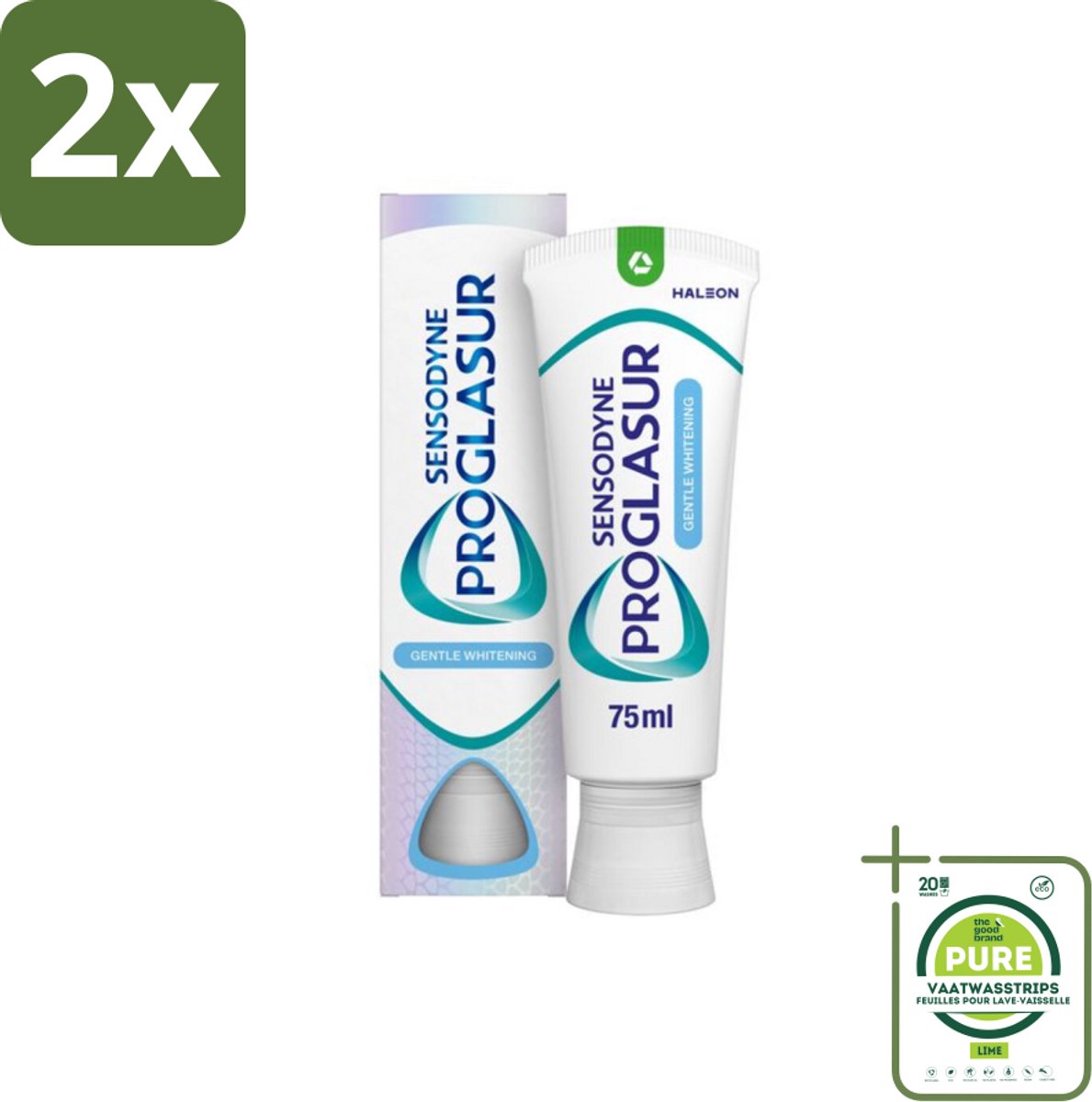 Sensodyne - Tandpasta - Proglasur Gentle Whitening - Tandglazuur Versterkend - 75 ml - Voordeelverpakking - 2 stuks - Tandpasta - Tanderosie