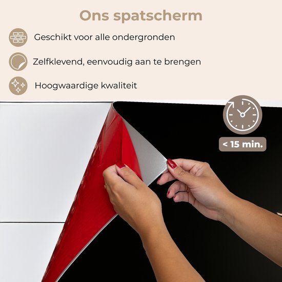Spatscherm 90x45 cm - Zelfklevende achterwand Sierlijk - Boeket - Goud - Vaas - Keuken muurbeschermer - Spatwand fornuis