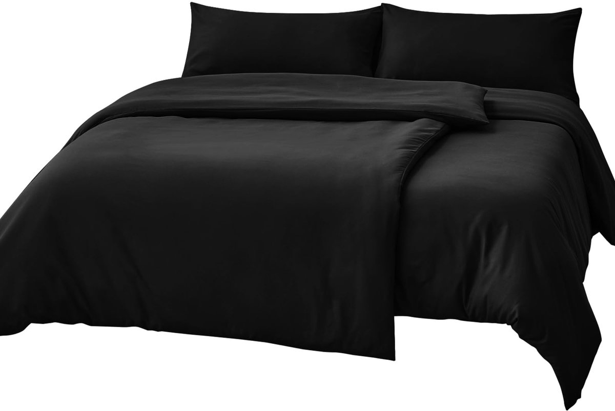 Unyqoos Comfortabele en Zachte 4-delige Beddengoedset van Microvezel met Ritssluiting Zwart