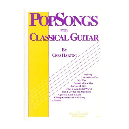 PopSongs for Classical Guitar door Cees Hartog, inclusief 7 bekende liedjes.