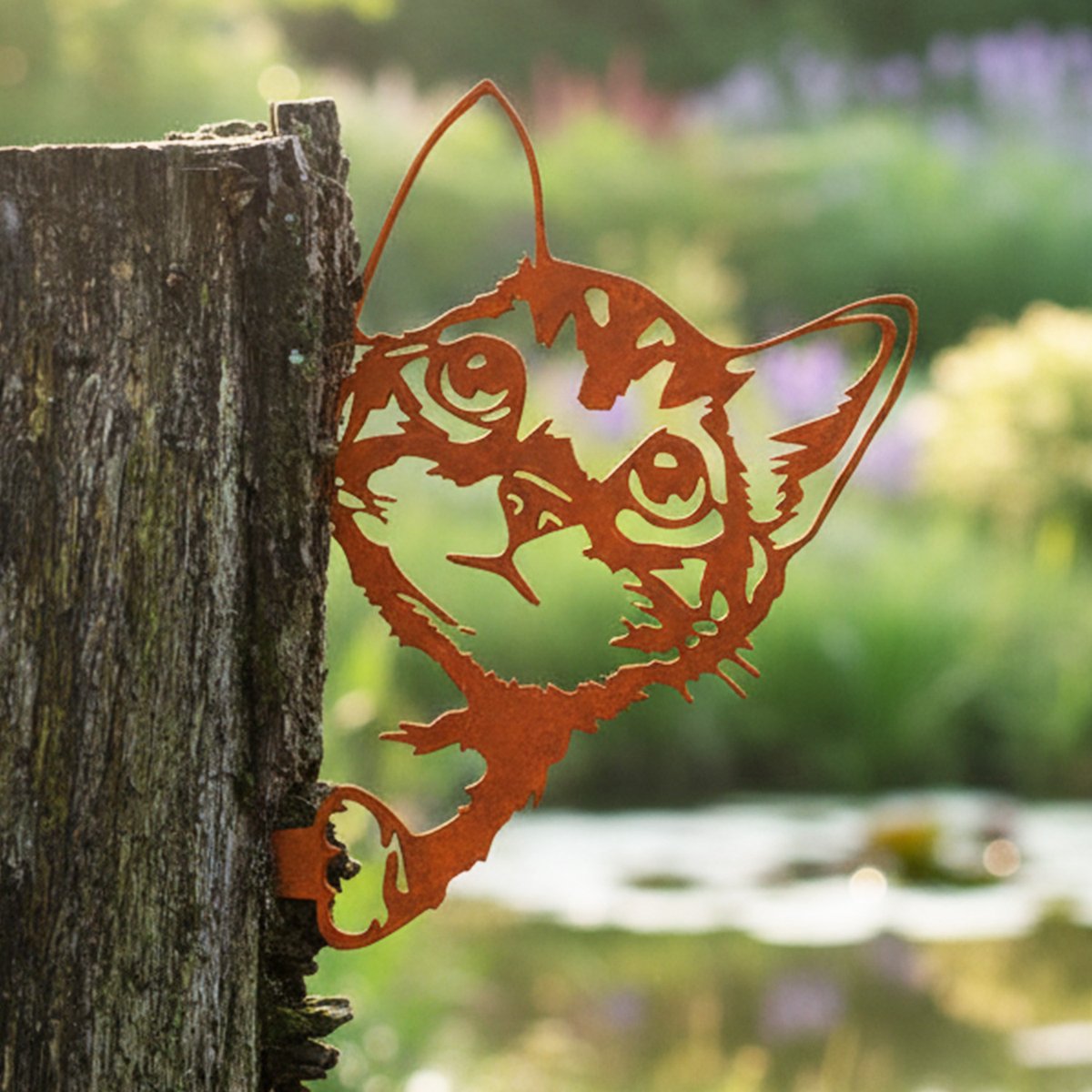 Metalbird Poes - Tuindecoratie buiten - Cortenstaal - 19,5x17cm - Lifestaal