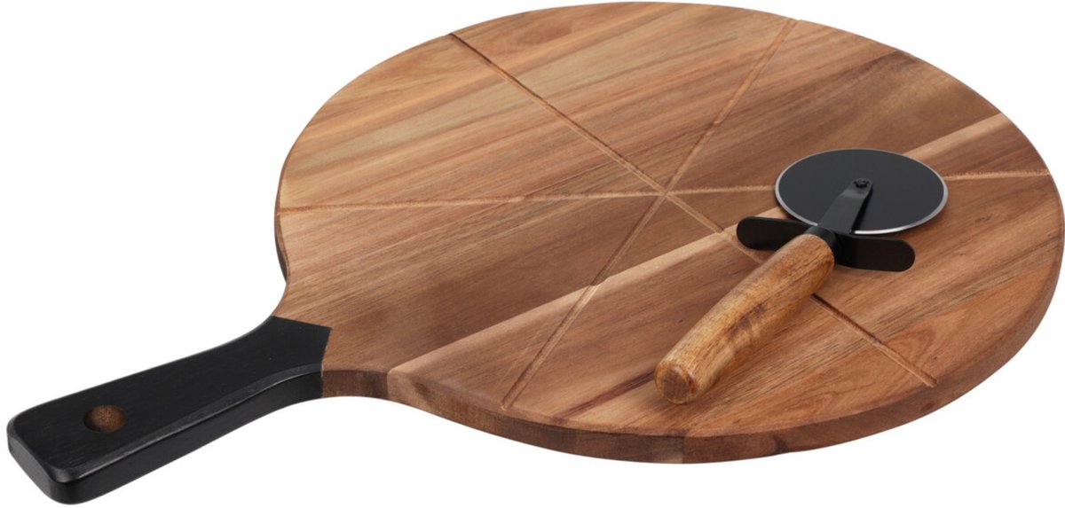 Excellent Huishoudartikelen Acacia Pizza Snijplank Set - Bruin, 30 cm