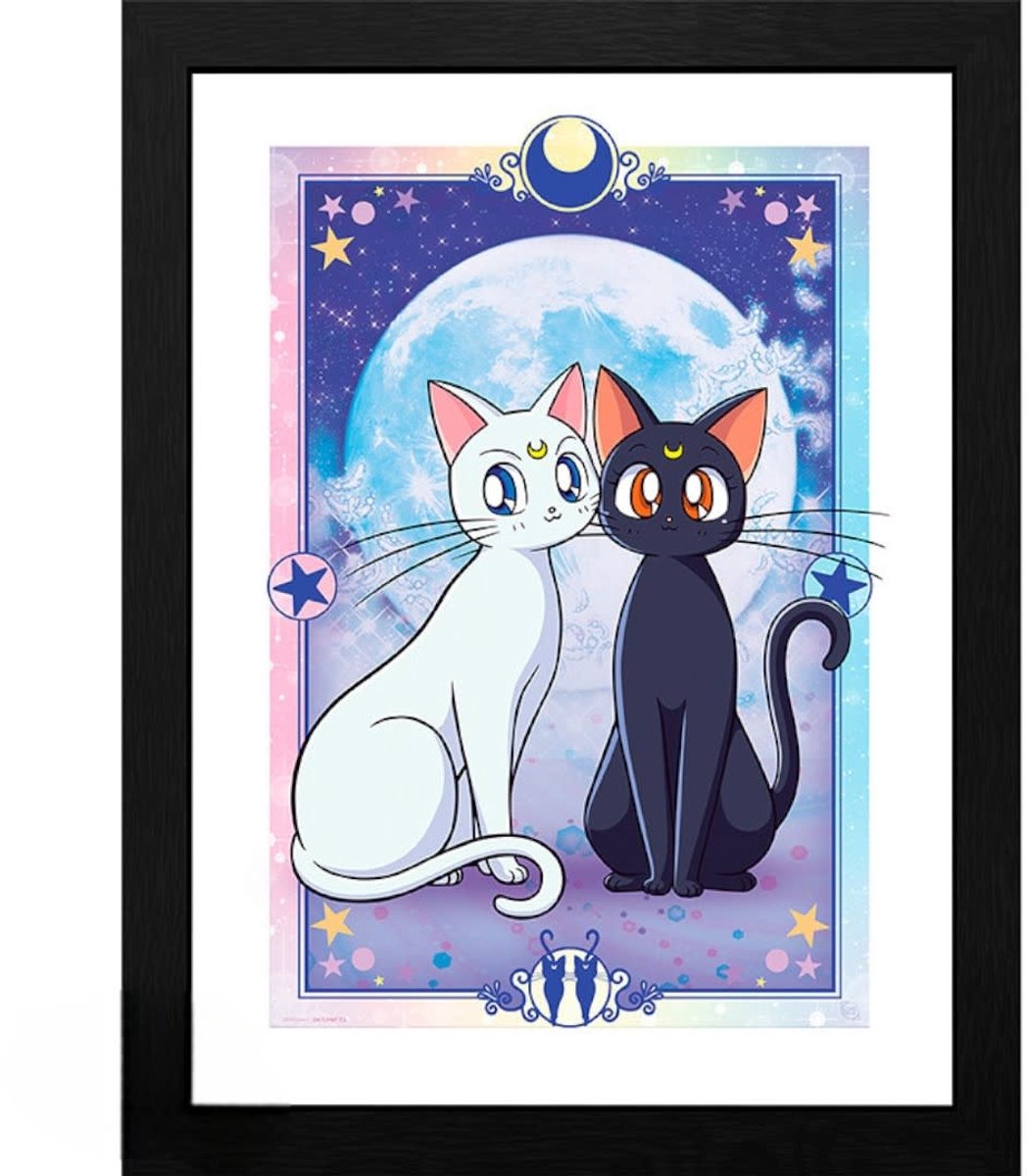 Sailor Moon Luna & Artemis Unisex Ingelijste Afbeelding - gekleurd - Standard