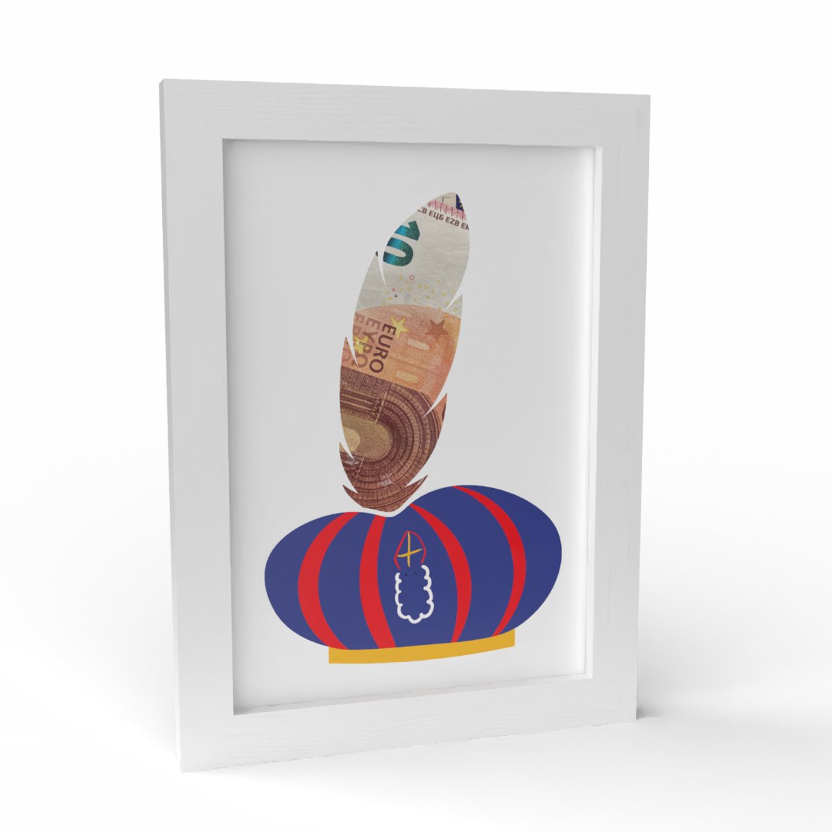 Kadogeld.nl - Fotolijst Wit A5 Geldcadeau - Pietenmuts - Orgineel - Geld - Cadeau - Geven