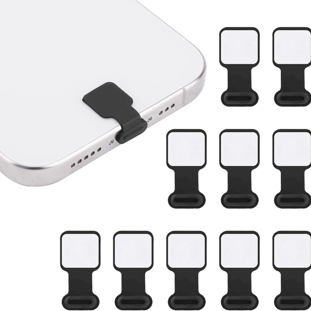 USB-C-stofpluggen - Oplaadpoorten voor smartphones/tablets/laptops - Zwart, 10 stuks