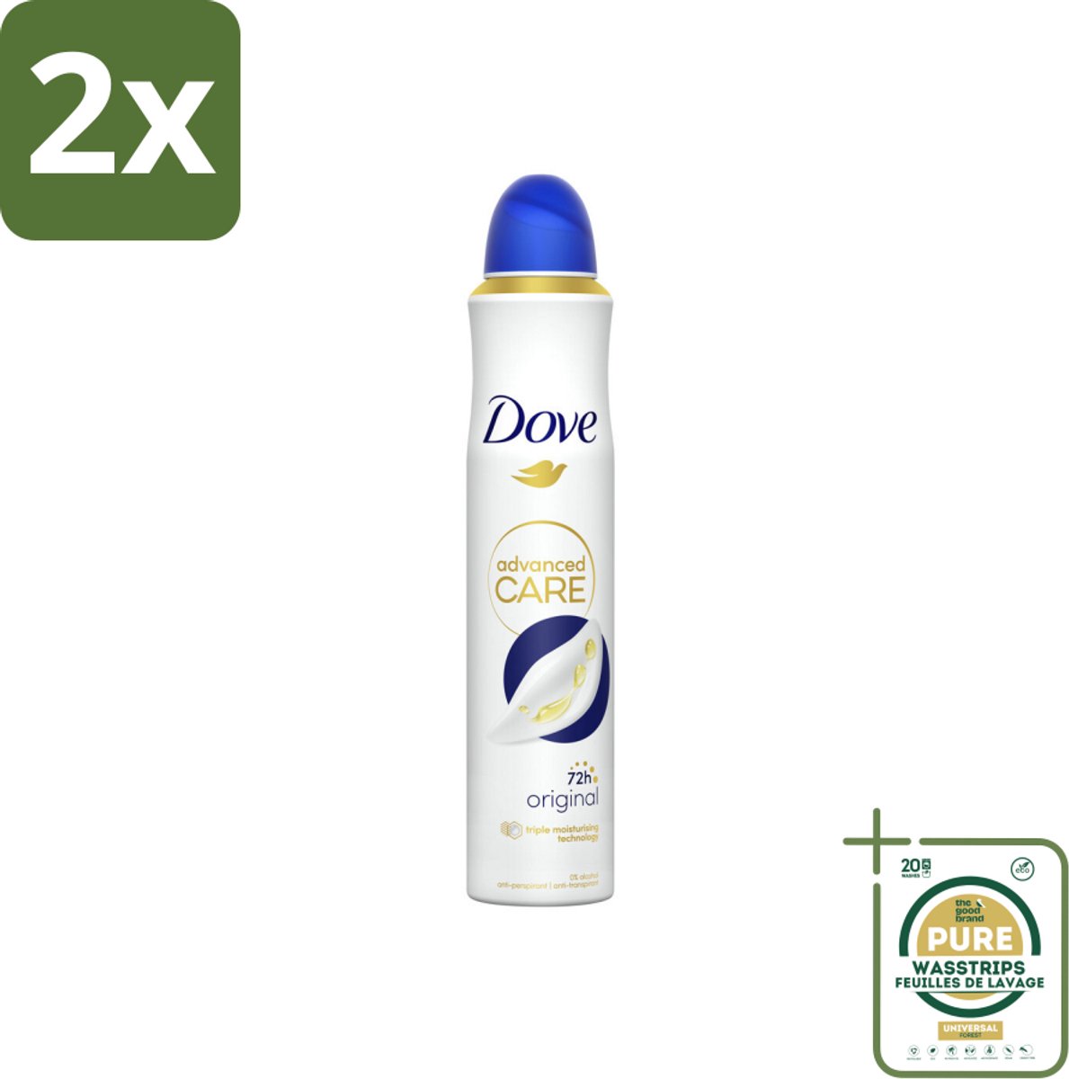 Dove – Deodorant Spray – Original – 200 ml - Voordeelverpakking - 2 stuks - Zweetbestendig - Geur