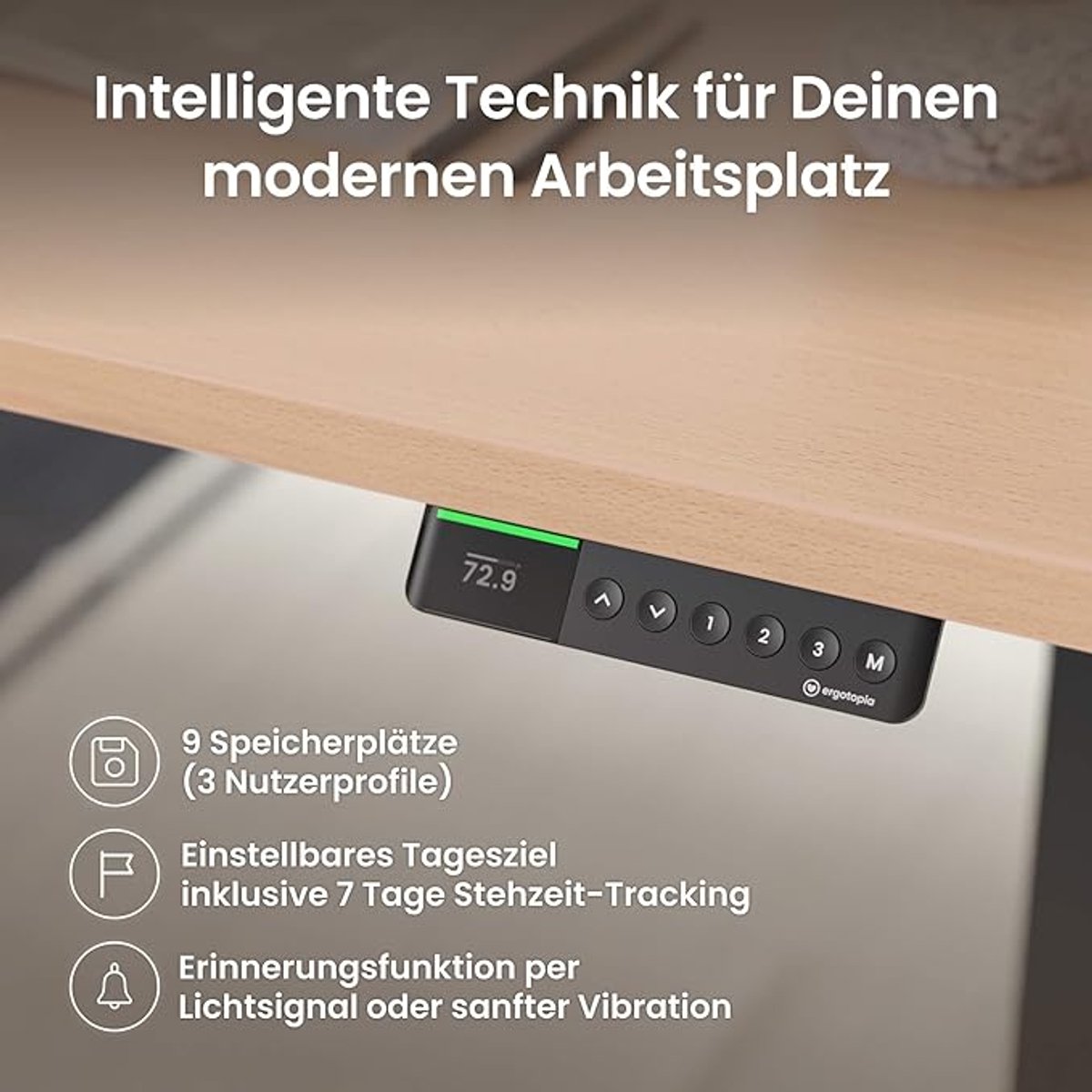 Elektrisch Bureau Zit Sta Altameubel Desktopia Pro X Beuken 160x80 | Ergonomisch Verstelbaar Stabureau | Stil & Krachtig | 9 Geheugenstanden | Wit Frame | Tot 125 KG | Thuiswerk & Kantoor