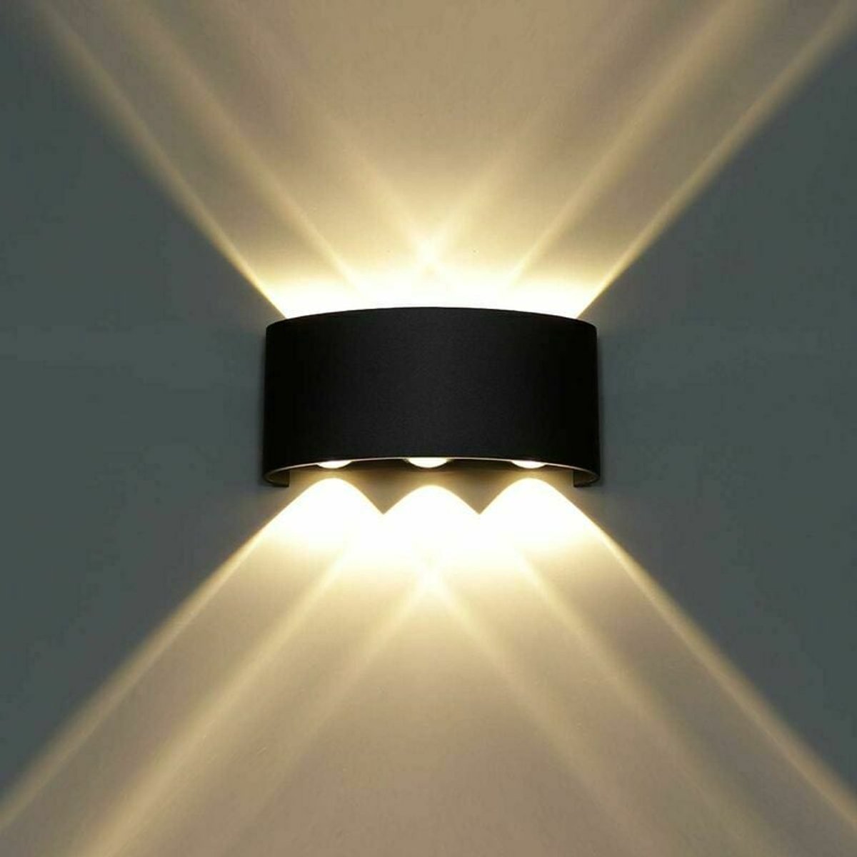 Ynkkvre - LED-wandlamp voor binnen - wandlampen - 17.2x8x4.2cm - Wandlamp boven en onder - Wandlamp van gegoten aluminium - 6W - Wandlamp voor binnen - Warm wit licht - Woonkamer, garage, wandlampen binnen woonkamer, wandlamp voor binnen - Zwart