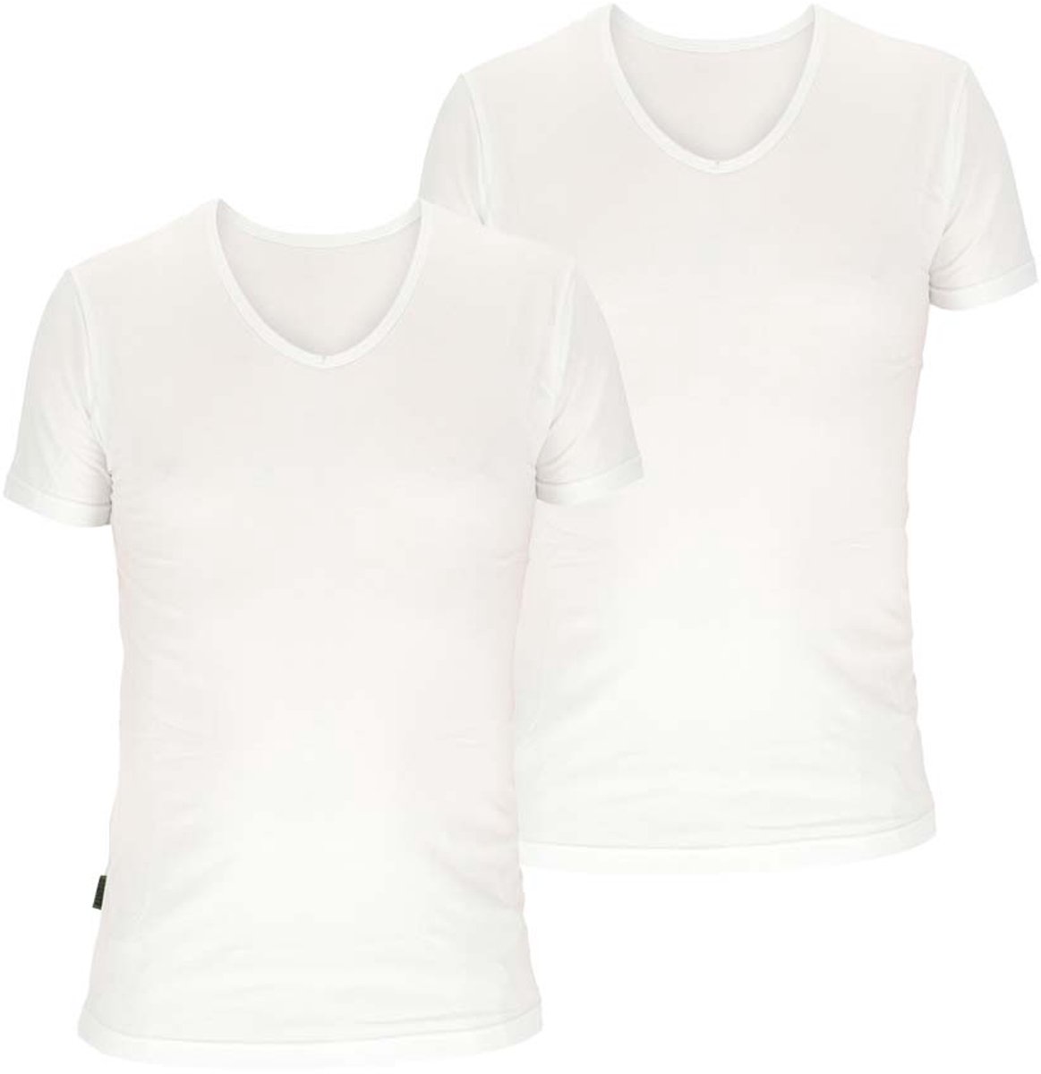 Basset - Heren T-Shirt V-hals Bamboo - 2-Pack - Maat L - Wit