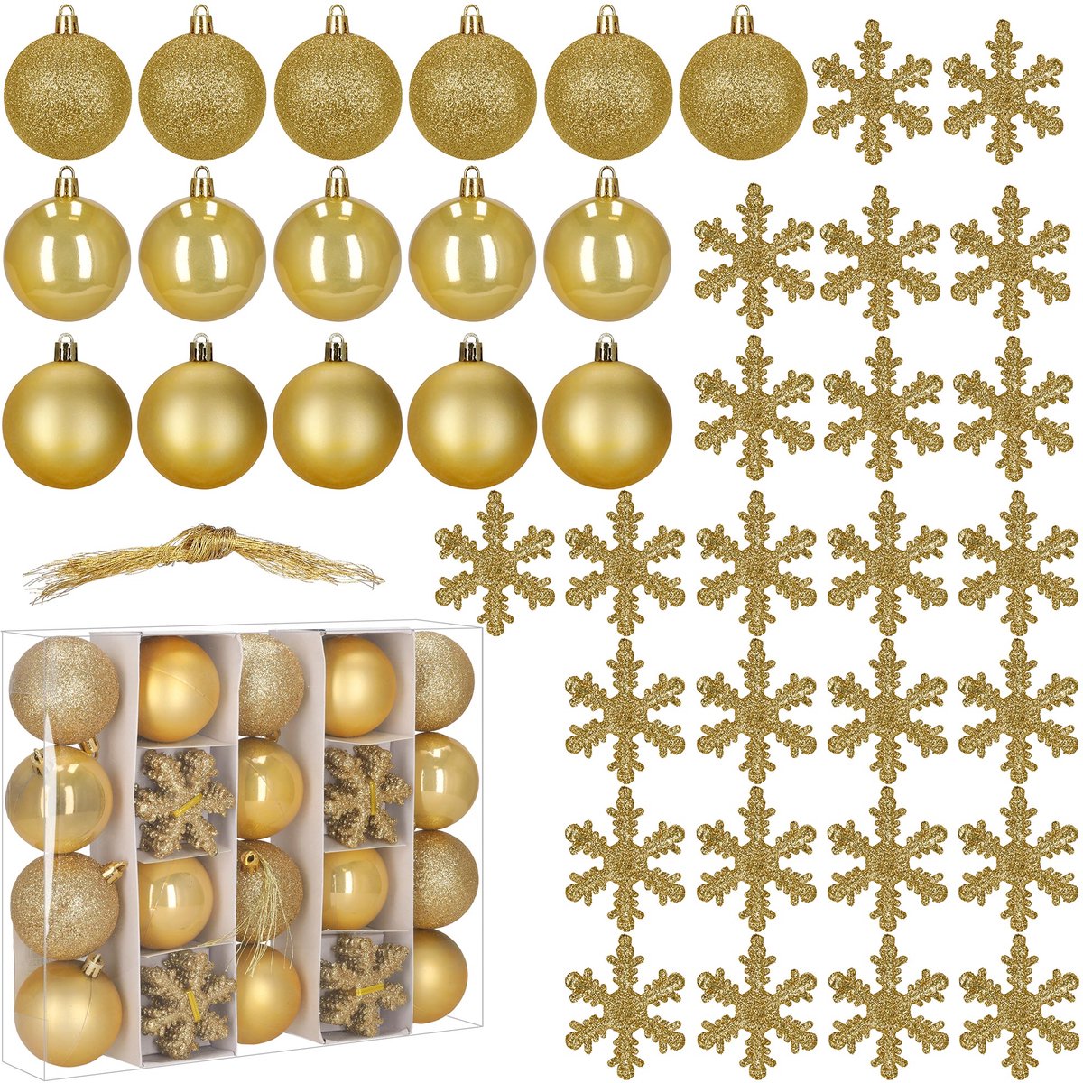 Springos Kerstballen | 40 Stuks | 5/6/7 cm | Goud