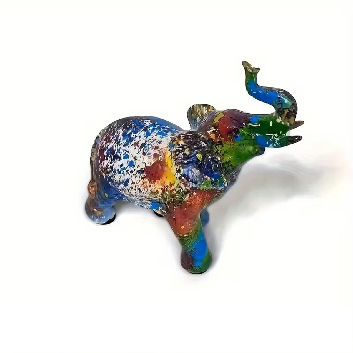 Mauropet® – Geluks Olifant “Painted” | Verfspetter Design | Kleurrijk Beeldje | Decoratie & Cadeau