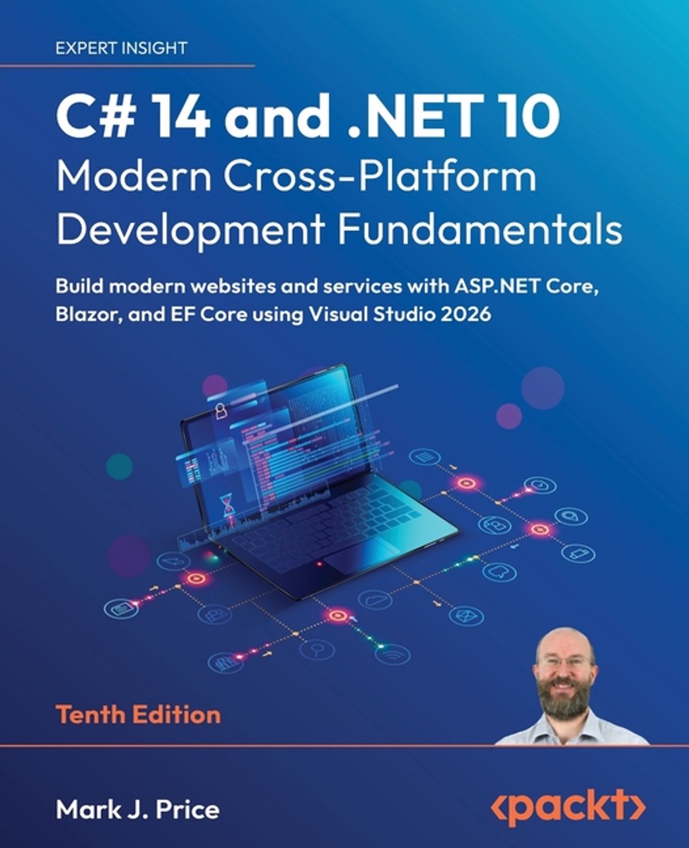 Omslag van C# 14 and .NET 10 - Modern Cross-Platform Development Fundamentals - Tenth Edition: Build modern websites and services with ASP.NET Core, Blazor, and