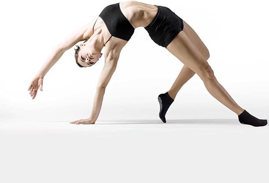 4 paar Pilates yogasokken, antislipsokken, unisex, geschikt voor vechtsporten, ballet, fitness en andere sporten, one size fits all, zwart van Merkloos — afbeelding 5