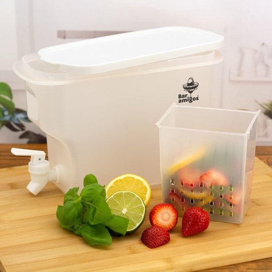 Bar Amigos - Fruit Infuser Waterdispenser - waterkoeler limonadetap watertap watercooler tafelmodel water dispenser met kraantje fruit filter kraan waterkoelers voor standaard kraanwater tap koelkast