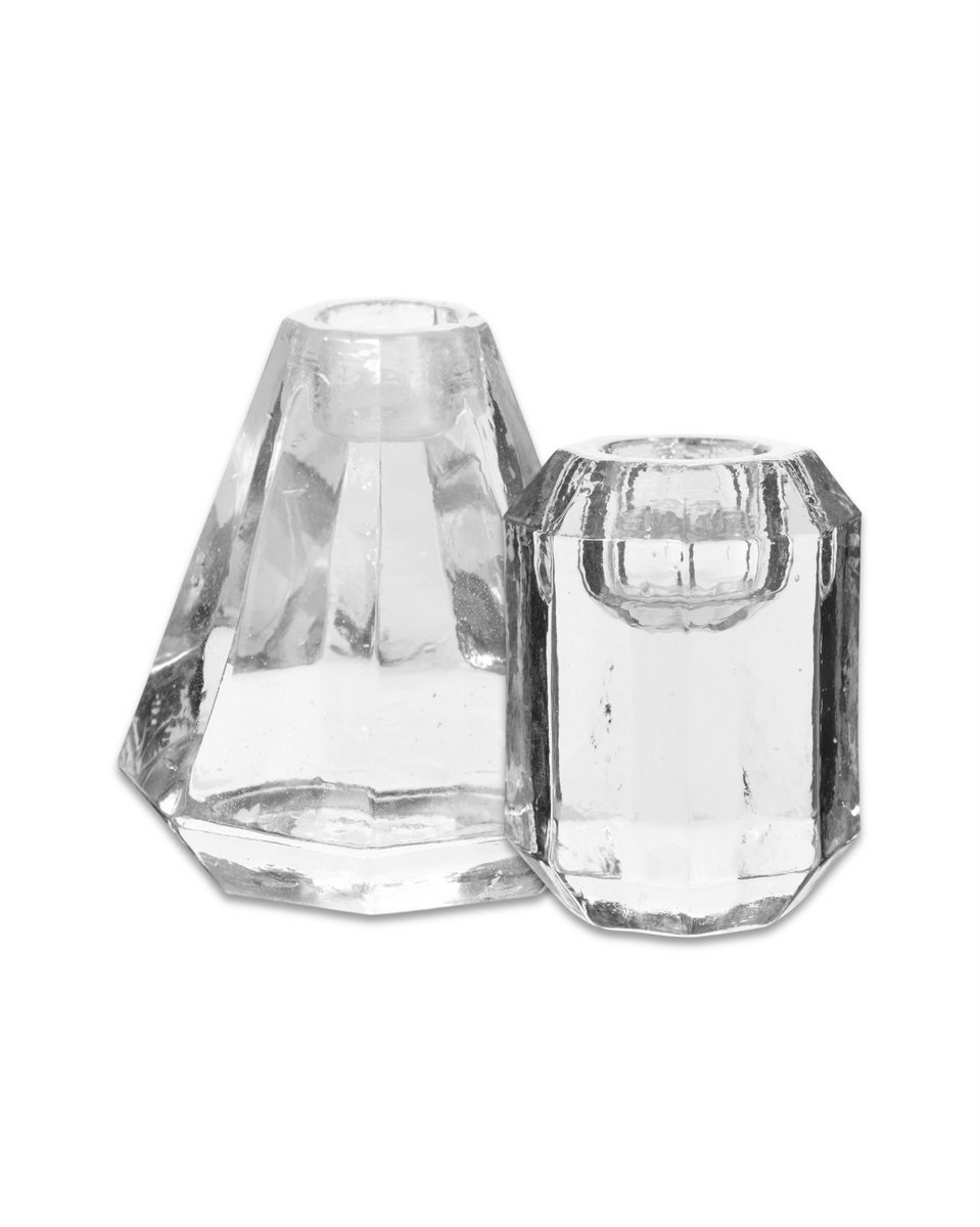 Seasonal - Set van 2 - Kandelaars - Transparant - Glas