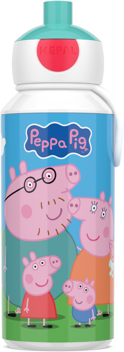 Mepal Pop-up drinkfles Campus - 400 ml - Sluit goed af - Drinkbeker voor kinderen - Peppa Pig