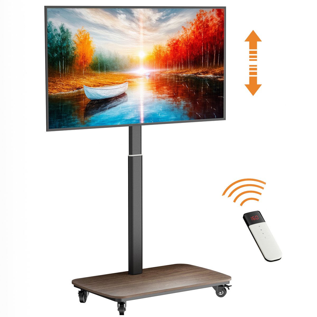 unho Gemotoriseerde tv-standaard Elektrische lift AV-kar met wielen en bevestiging voor tv's van 40-75 inch