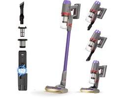 TurboTronic C27 Steelstofzuiger met kruimeldief zonder zak - Draadloos - Hoge zuigkracht - HEPA - lichtgewicht - 2 Snelheden - ECO-vriendelijk - Harde en zachte vloeren - Paars
