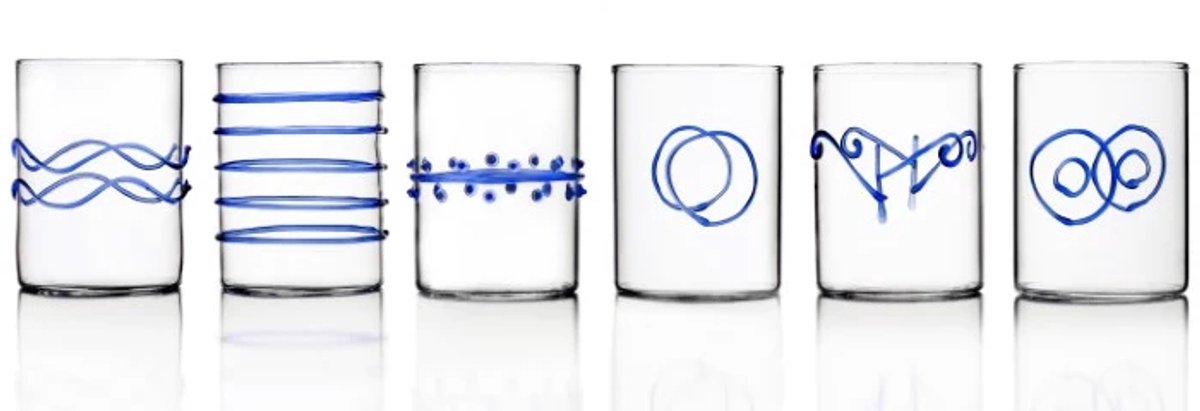 Ichendorf Deco Blue shot glas set van 6 10cl mix deco blauw