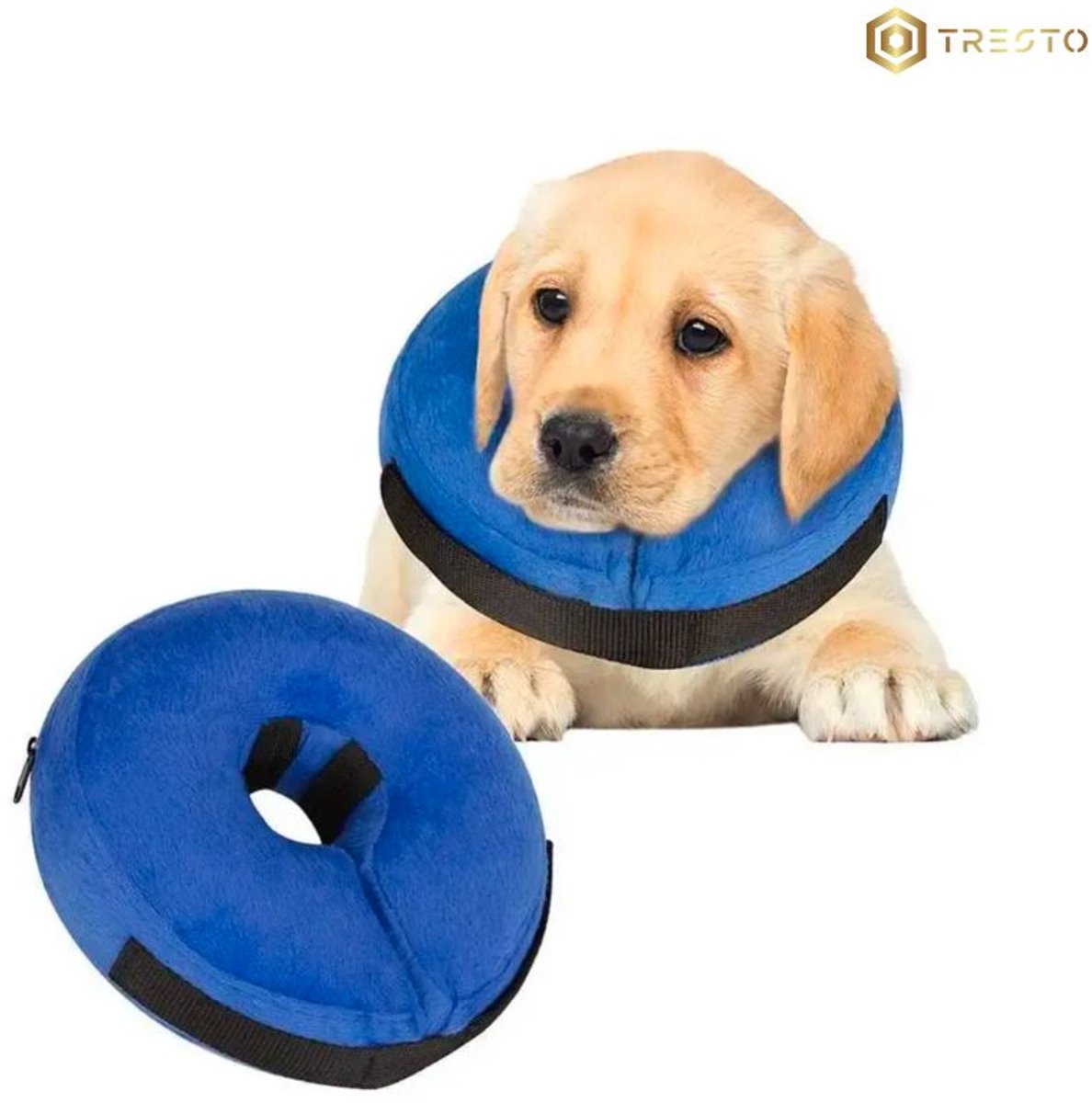 Opblaasbare Hondenbeschermkraag – Comfortabele Halskraag voor Honden – Anti-Bijt & Anti-Kauw – Blauw – Maat S