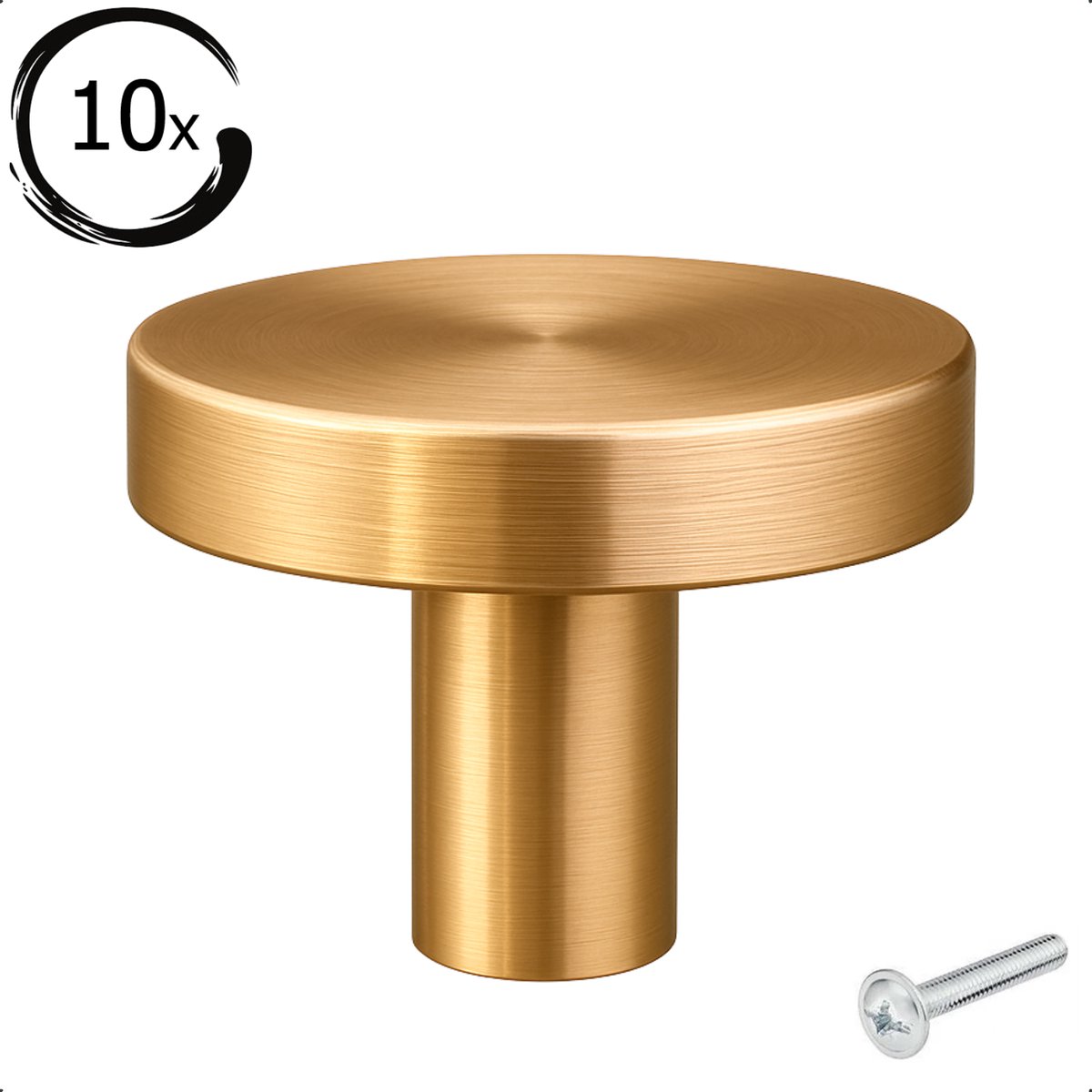 10X Meubelknop Harbor Rond Goud - Ø 30mm - Knoppen voor keukenkast - deurknopjes - Meubelknoppen / Kastknoppen Goud