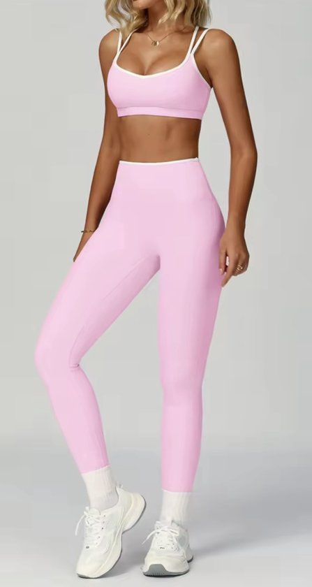 Frame Gym Set - Taille L - Rose - 2 pièces : Bra top + Legging taille haute - Pink - Ensemble de sport sans coutures pour femmes