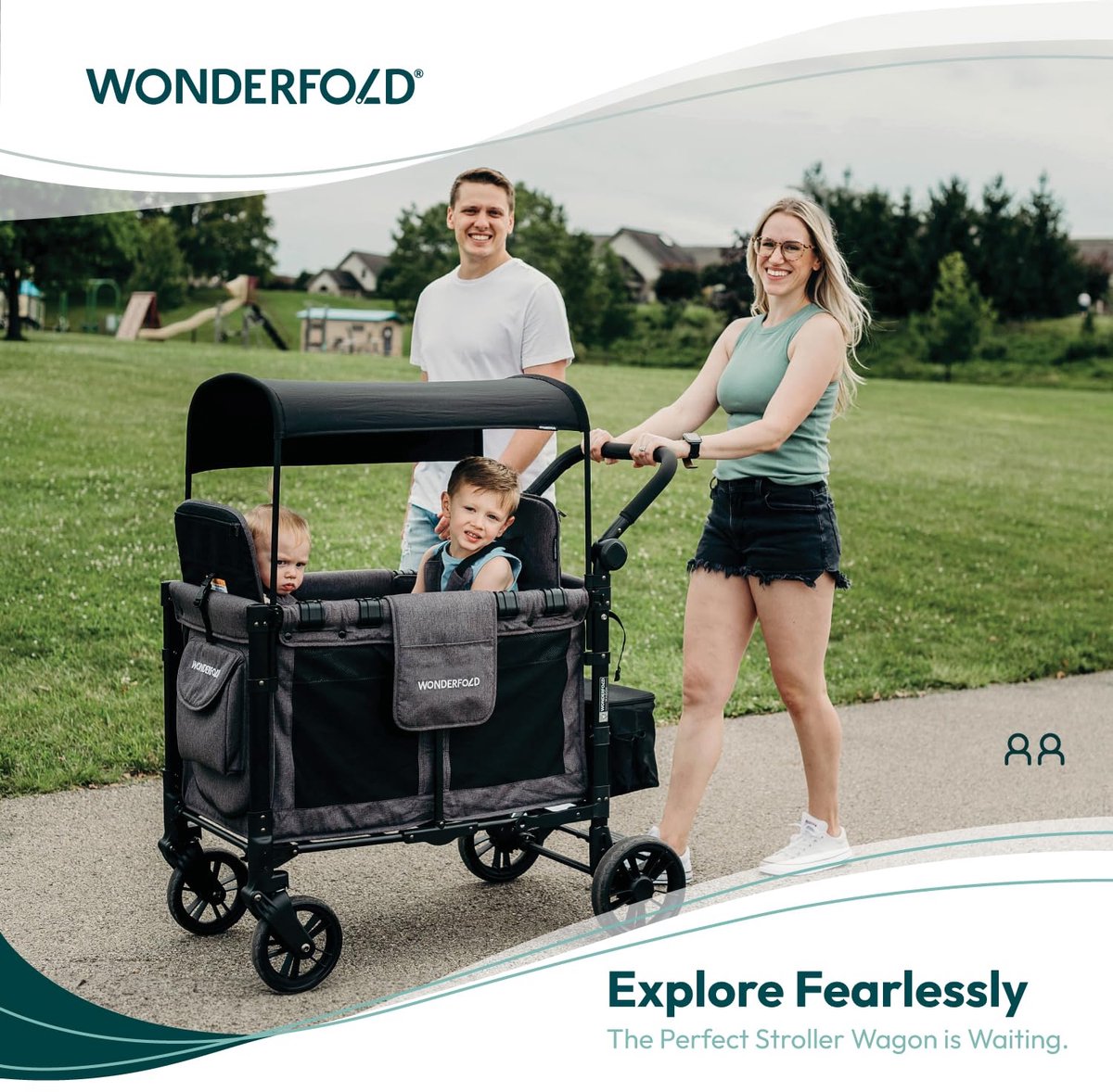 WonderFold W2 Elite Bolderkar Opvouwbaar voor 2 Kinderen - afbeelding 2
