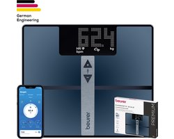 Beurer BF 980 WIFI Personenweegschaal - Bluetooth® - Uitgebreide lichaamsanalyse - BMI/BMR/AMR - Hartslagmeting - 35 x 30 cm - XXL verlicht display - Tot 180 kg - 8 Gebruikers + herkenning - HealthManager Pro app - Incl. USB-C kabel - 5 Jaar garantie