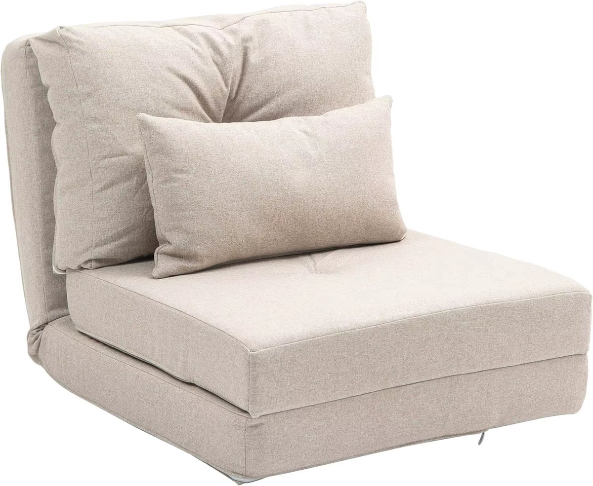 Slaapstoel - Uitklapbaar - Slaapbank - Logeerbed - Zetelbed - Slaapfauteuil - Vouwbed - 1 persoons - Zeer comfortabel - Beige