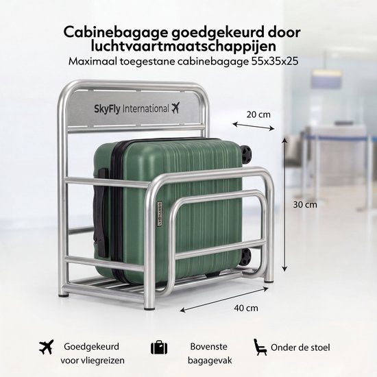 Handbagage Koffer 40x30x20 cm - Underseater voor Transavia, EasyJet en RyanAir - Trolley Handbagage - Reiskoffer met Wielen - Groen - Leonardo
