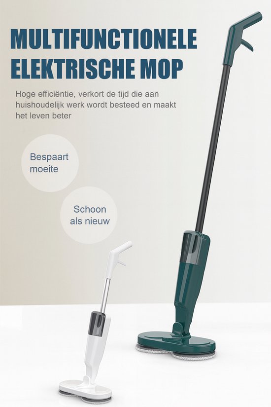 SANON Draadloze elektrische dweil, dubbele spin moppen voor vloerreiniging, verstelbare lengte van de steel, ultra mute voor huis, hardhout, tegels, pvc-vloer