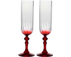 Krosno champagneglazen 200 ml met gekleurde steel, set van 2 – voor mocktails, mimosa, prosecco, cava en spritz – loodvrij kristal, vaatwasmachinebestendig – collectie Celebration Moments