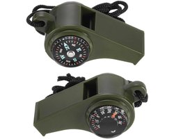 2 Stuks Noodfluit met Sleutelkoord - 3-in-1 Noodfluitjes Met Kompas & Thermometer - Survival Whistle - Noodfluitje bij Ramp - Avonturen - Kamperen - Bergbeklimmen - Luide Alarmfluit voor Noodgevallen - voor Buiten Wandelen