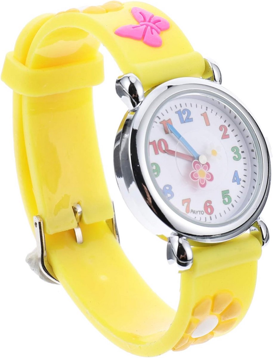 Kind horloge 3D met Bloem Dessin - Leuk Kinderhorloge voor Jongens en Meisjes (3-10 jaar)