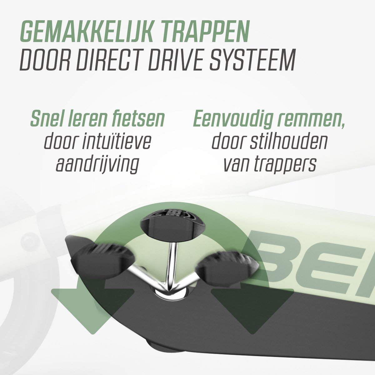 BERG Buzzy Green Skelter - 2+ jaar - Verstelbare Stoel - Anti-lek EVA banden - Veilige en Stabiele Wegligging - Groen — afbeelding 8
