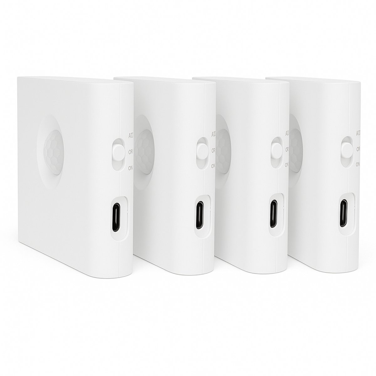 LED Nachtlampjes met Bewegingssensor - Set van 4 - Oplaadbare Draadloze Wandlampen - Warm Wit - USB-C Kast & Trapverlichting - Wit