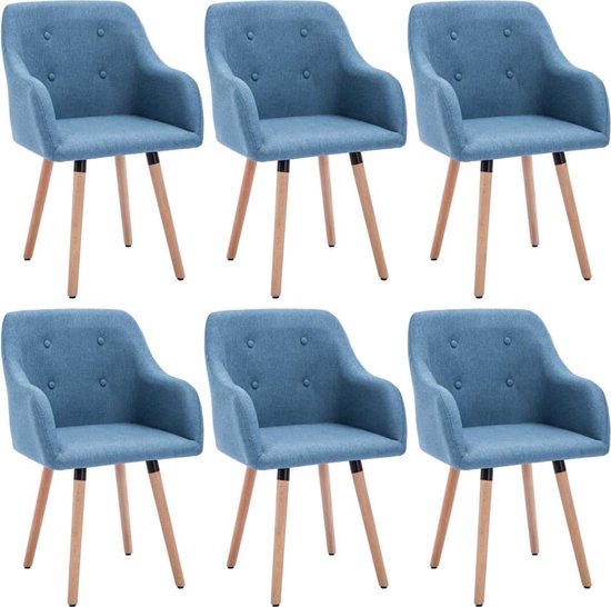 groot Humanistisch gebroken Eettafel stoelen Blauw set van 6 STUKS Stof / Eetkamer stoelen / Extra  stoelen voor... | bol.com