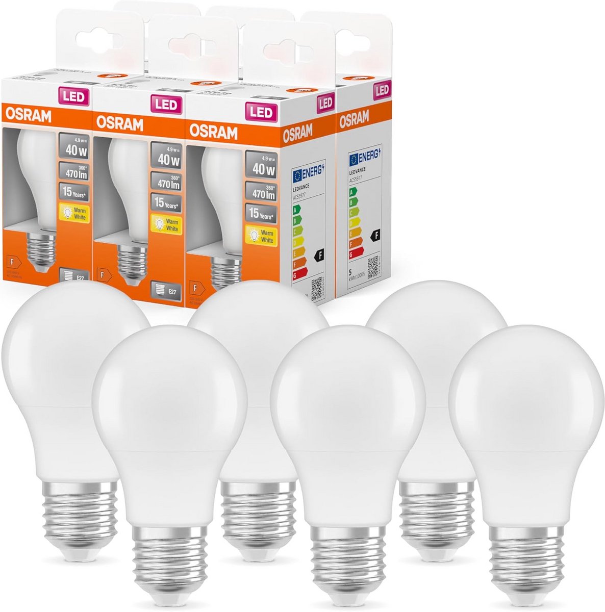 6x LED Lamp E27 | Klassieke Rustieke Bolvorm | 5.5W (40W Gloeilamp Vervanger) | Warm Wit Licht 2700K