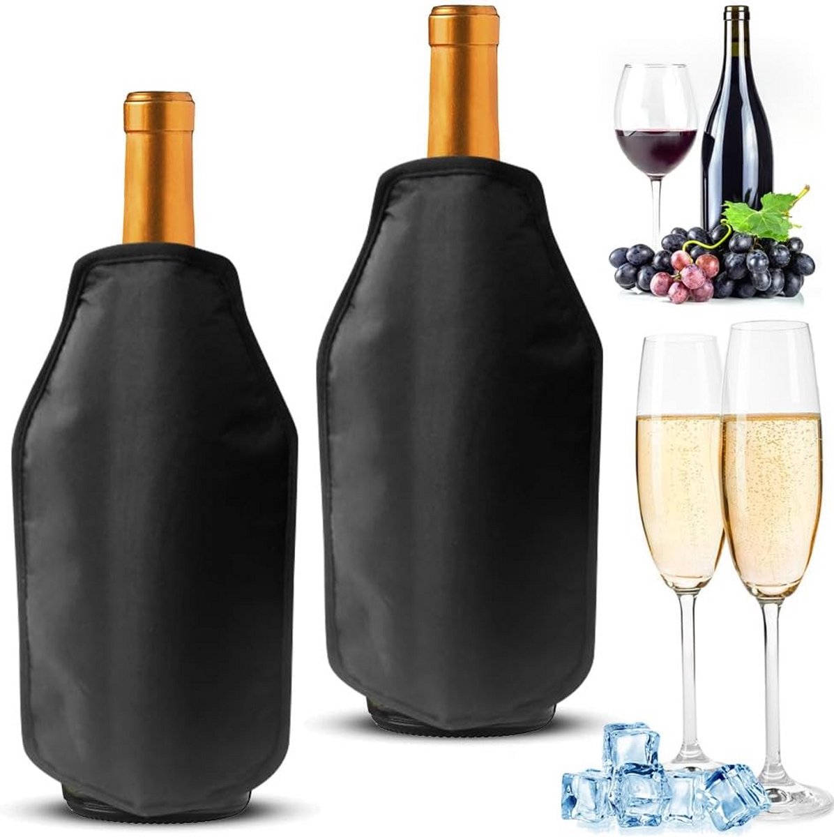 Set van 2 Flessenkoelers voor Wijn en Champagne - Koelmouw Houdt Drank Koud