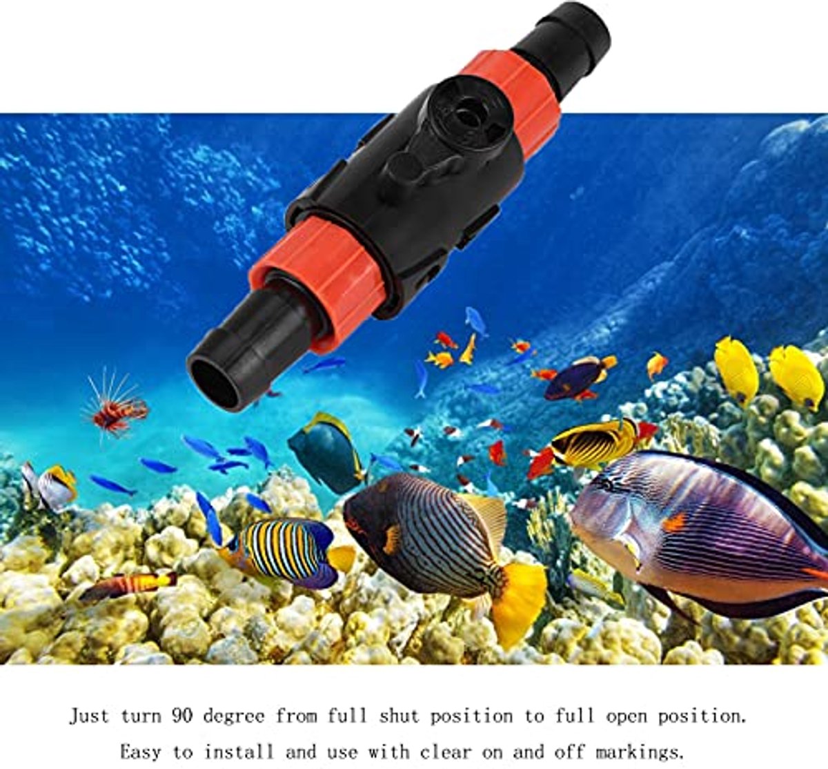 In-line kogelkraan met weerhaken voor 16/22mm (L), 12/16mm (S), Premium kunststof automatische aquariumwaterwisselaar, aquarium Aquariumwaterstroomregelklep met snelkoppelingshendel Slangpijpconnector