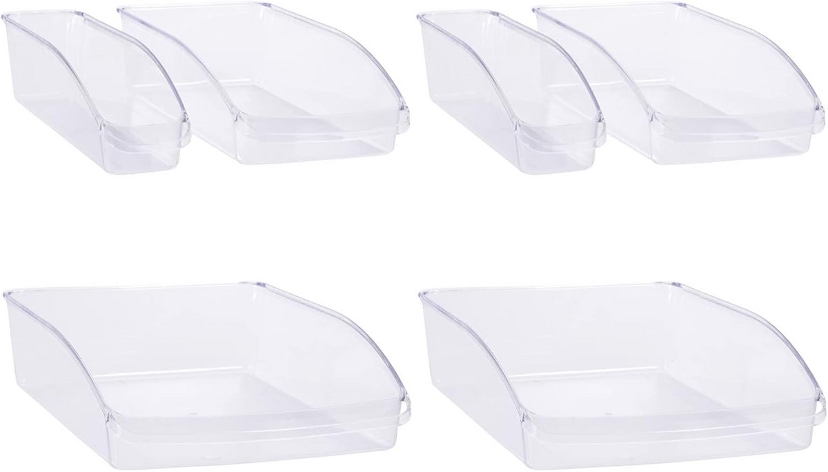 6-delige Transparante Opbergboxen Set voor Koelkast en Vriezer Organizer