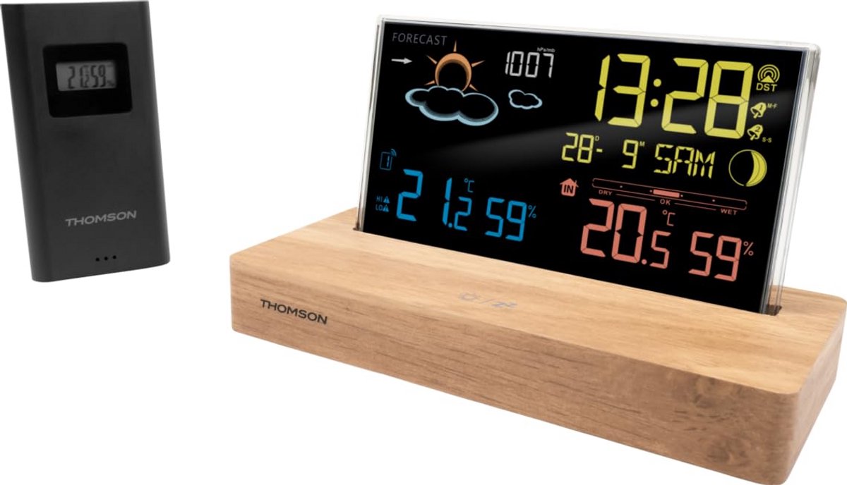 Weerstation met Wekker en Houten Basis