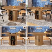 Uitschuifbare eettafel - eetkamertafel - keukentafel - balkontafel - uit te breiden tot ovaal - 118-158x118x76,8 cm - walnotekleur