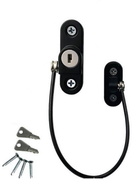 Raamslot metaal zwart – kinderslot – raambegrenzer – valbeveiliging