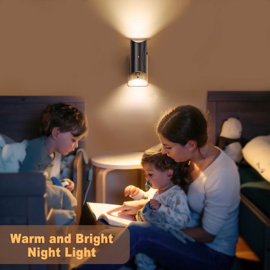 Inductieve nachtlampje - Instelbare helderheid en draaibare plug-in - Sfeerlamp voor gang, woonkamer en slaapkamer - 2 stuks per verpakking van Merkloos — afbeelding 4