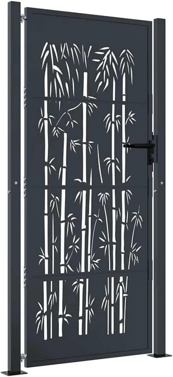 Tuindeur met bamboe-look en stalen frame 105x180 cm antraciet