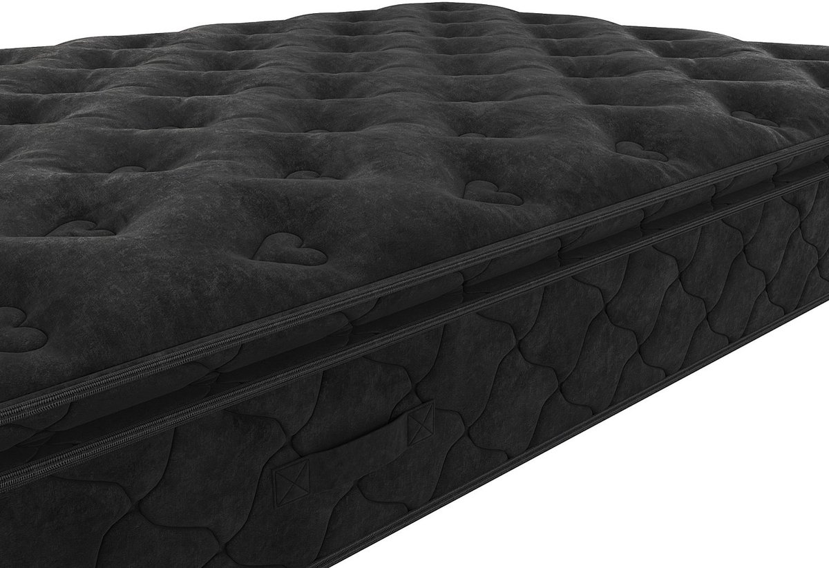 Vente-unique Set 160 x 200 cm bedbodem met opbergruimte, wit + matras met pocketveren met ingebouwd dekmatras van 28 cm dik - BLACK DREAM van YSMÉE