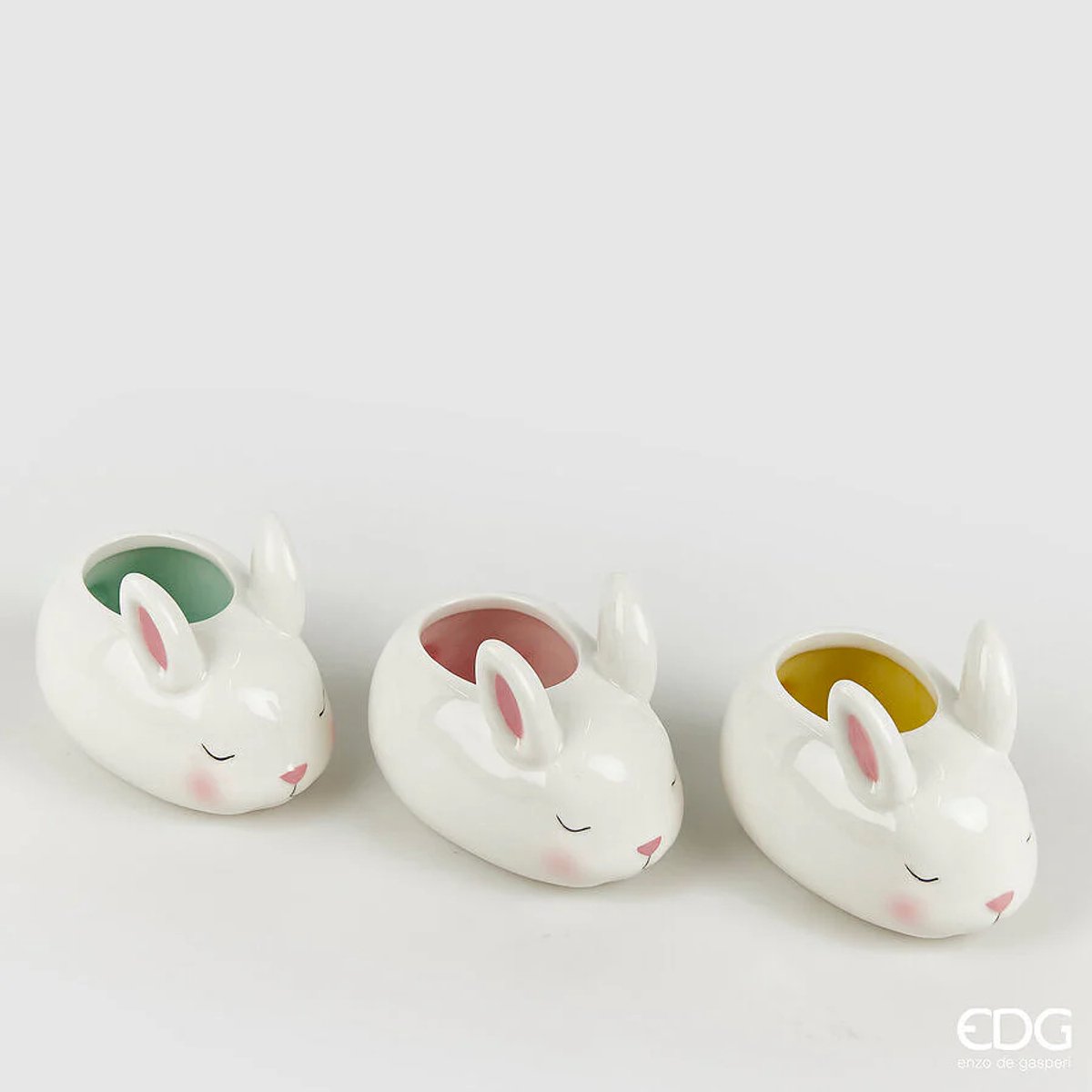 EDG Enzo De Gasperi Konijnenvaas H 9 cm L 13 cm L 8 cm Multicolor SET van 3